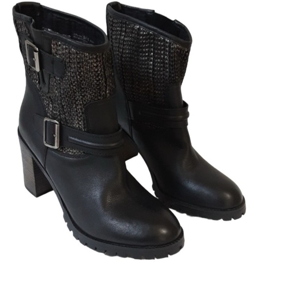 CHINESE LAUNDRY boots Women’s 10 Black Cable Knit Buckle Accent Leafy Round Toe - Picture 15 of 16